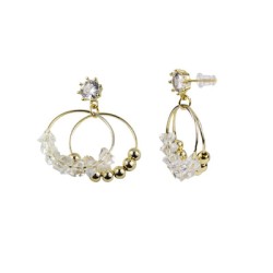 Aretes de Chapa de Oro Circulos con Perlas