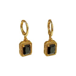 Aretes Rectangular Frau Elegance con zirconia Color Negro y plateadas