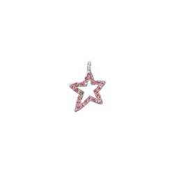 Charm Saga Plateado Estrella con Cristales Rosas 20x17 mm Mini