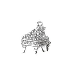 Charm Saga Plateado Piano con Cristales 19x21 mm