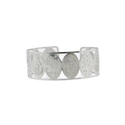 Brazalete Acero Inoxidable Plateado Medalla Milagrosa