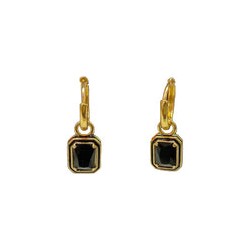 Aretes Rectangular Frau Elegance con zirconia Color Negro