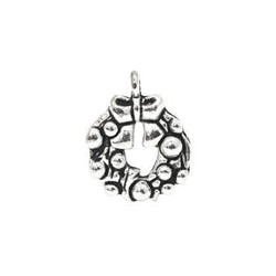 Charm Pewter Plateado Corona de Navidad 21 x 16 mm