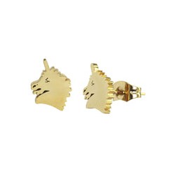 Arete Acero Inoxidable Dorado Unicornio 8x8 mm