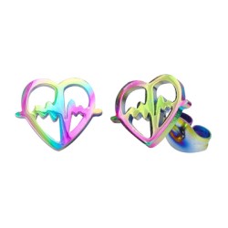 Arete Acero Inoxidable Tornasol Corazon con Heartbeat